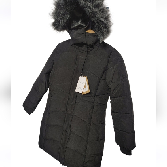 Wantdo Kids' Black Fleece-Lined Winter Parka (Size 10-12) Black Faux Fur Hood - Picture 11 of 16